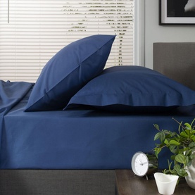 200 Thread Count Cotton Percale Duvet Set Navy