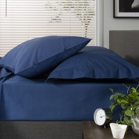 200 Thread Count Cotton Percale Housewife Pillowcase Pair Navy
