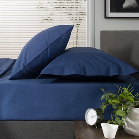 200 Thread Count Cotton Percale Fitted Sheet Navy