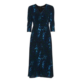 Night Cat Print Midi Dress