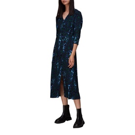 Night Cat Print Midi Dress