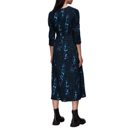 Night Cat Print Midi Dress