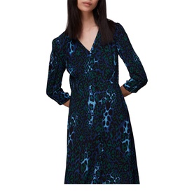Night Cat Print Midi Dress