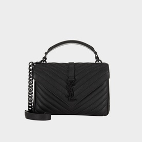 College Quilted Leather Medium Chain Bag