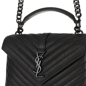 College Quilted Leather Medium Chain Bag