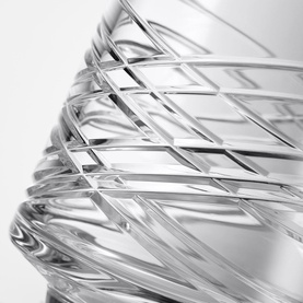 Waterford Aran Mastercraft Ice Bucket 2L in clear crystal, close-up of intricate crisscross cut pattern inspired by Aran sweater weave