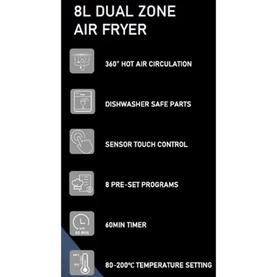 Two-Drawer 8L 1700W Air Fryer