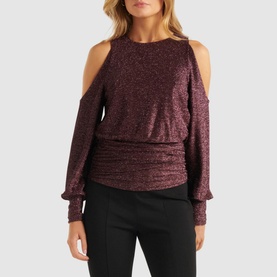 Annabelle Glitter Shoulder Cut Out Top