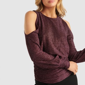 Annabelle Glitter Shoulder Cut Out Top