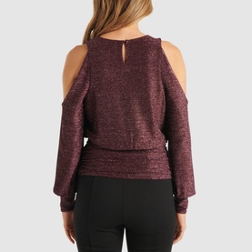 Annabelle Glitter Shoulder Cut Out Top