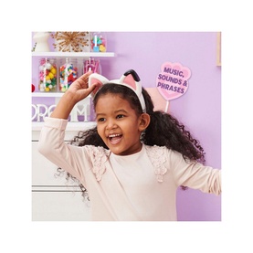 Child wearing Gabbys Dollhouse Magical Musical Ears pink light-up headband with cat ears, music sounds and phrases featured