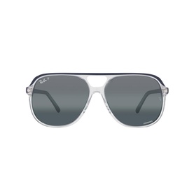 Ray-Ban Square Sunglasses RB2198 in multi-tone clear and navy acetate frame with dark grey lenses, aviator silhouette