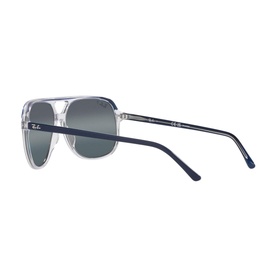 Ray-Ban Square Sunglasses RB2198 in multi, clear and navy acetate frame with dark grey lenses, rear three-quarter view