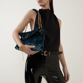 Puffer Small Velvet And Smooth Leather Chain Bag