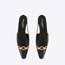 Blade Chain Patent Leather Slingback Pumps