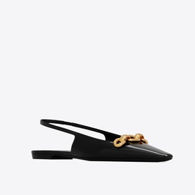 Blade Chain Patent Leather Slingback Pumps