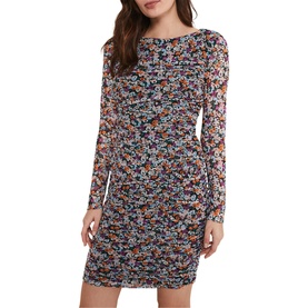 Serena Floral Jersey Mesh Dress