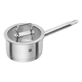 Zwilling PRO 16cm 18/10 Stainless Steel Saucepan in silver with glass lid and long side handle, satin finish
