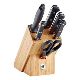 Gourmet 7 Piece Natural Bamboo Knife Block Set