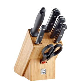 Gourmet 7 Piece Natural Bamboo Knife Block Set