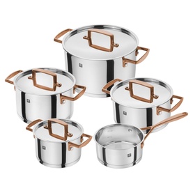 Bellasera 5 Piece Stainless Steel Pot Set Rose Gold Handle