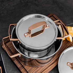 Bellasera 5 Piece Stainless Steel Pot Set Rose Gold Handle