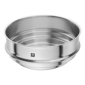 Zwilling Plus Steamer Insert 24cm in silver satin-finished stainless steel, round shape with perforated base and rolled rim