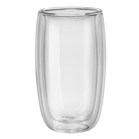 Zwilling Sorrento 350ml double-walled borosilicate latte glass, clear, showing insulating air layer between walls