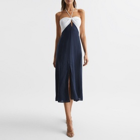 Sian Linen Colour Block Midi Dress
