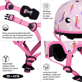 Micro Scooter Mermaid Printed Small Bike Helmet