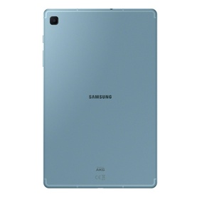 Samsung Galaxy Tab S6 Lite WiFi 32GB in blue, rear view showing camera, Samsung branding and AKG logo