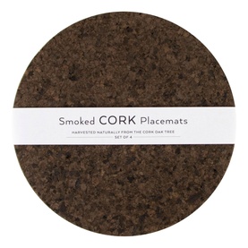 Smoked Cork Round Placemat Set