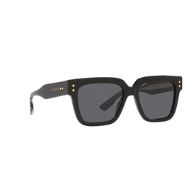 Gucci Rectangle Sunglasses GC001829 in black acetate with oversized square frames, dark lenses and gold stud detail on temples