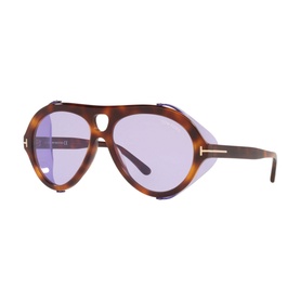 Tom Ford Pilot Sunglasses FT0882 in brown tortoiseshell acetate with oversized aviator frames and lilac tinted lenses