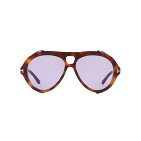 Tom Ford Pilot Sunglasses FT0882 in brown tortoiseshell acetate with oversized aviator frames and light purple lenses