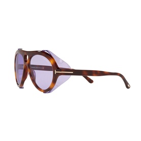 Tom Ford Pilot Sunglasses FT0882 in brown tortoiseshell acetate with lilac tinted lenses and side shields