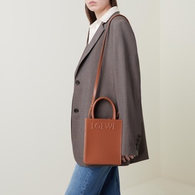 Mini A4 Leather Logo Tote
