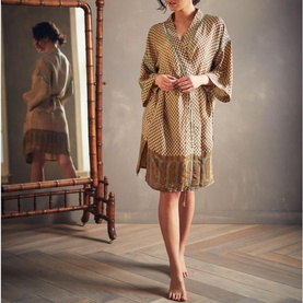 Jaypur Saree Kimono Green Flower