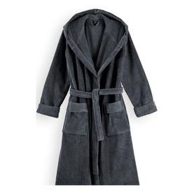 Super Smooth Cotton Bathrobe Men Charcoal Grey