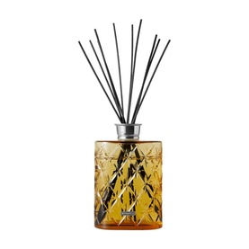 Rituals Oval Bottle Cognac reed diffuser in gold diamond-cut glass with silver collar and black fragrance sticks