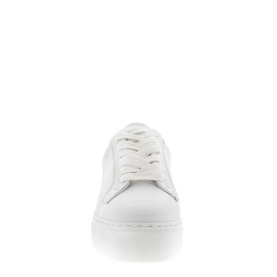 Carl Scarpa Padova Leather Platform Trainers in white, front-facing view showing lace-up fastening and platform sole