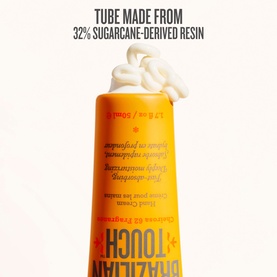 Sol De Janeiro Brazilian Touch Hand Cream orange tube with cream dispenser, made from 32% sugarcane-derived resin, 50ml