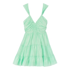 Ruched V-Neck Mini Dress
