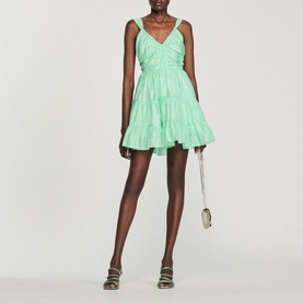 Ruched V-Neck Mini Dress