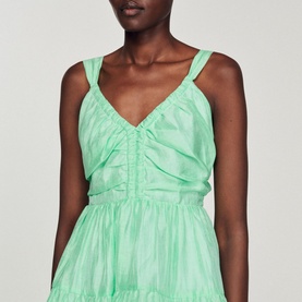 Ruched V-Neck Mini Dress
