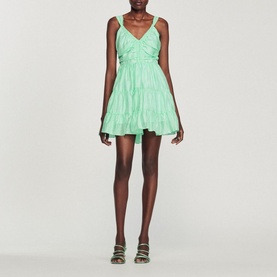 Ruched V-Neck Mini Dress