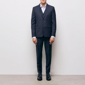 Long-Sleeve Single-Breasted Suit Jacket