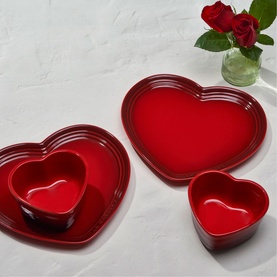 Stoneware Set of Two Heart Ramekins
