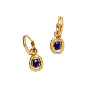 Molten Gemstone Doughnut Mini Charm Hoop Earrings