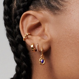 Molten Gemstone Doughnut Mini Charm Hoop Earrings
